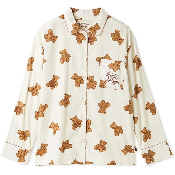 【HOLIDAY】ベア柄ネルシャツ&ベア柄ネルロングパンツセット　ホワイト Amazon | [ジェラート ピケ] 【HOLIDAY】【KIDS】ベア柄ネルシャツ